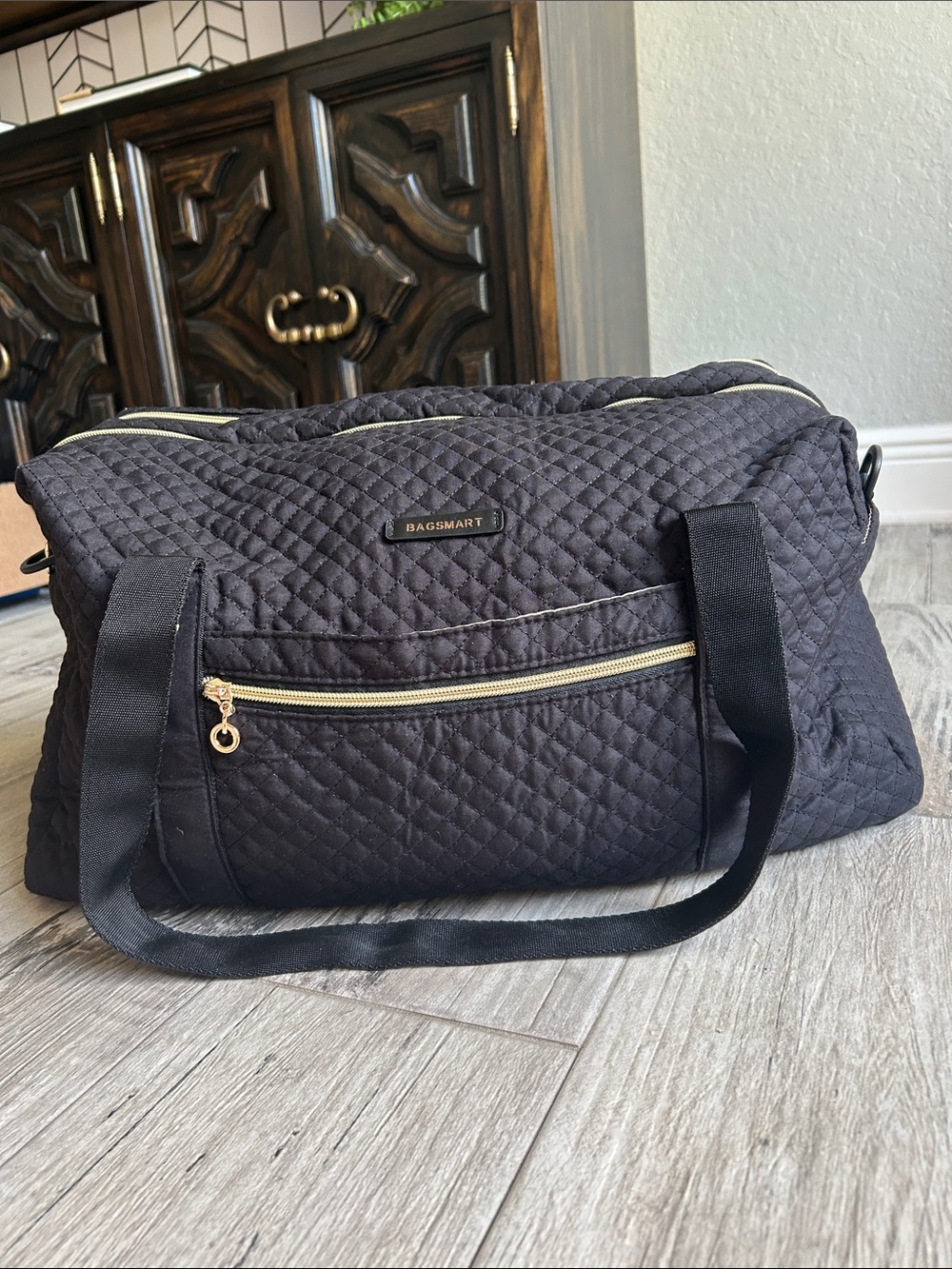 BAGSMART Quilted Diaper Bag / Mom Tote – Black